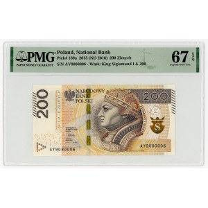 200 zlotých 2015, séria AY, PMG 67 EPQ