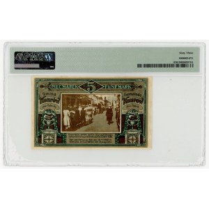 Deutschland, Knurów, 5 Mark 1922, herausgegeben zum Gedenken an den Anschluss von Knurów an Polen, PMG 63