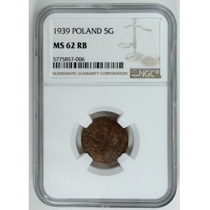 5 groszy, 1939, NGC MS 62 RB