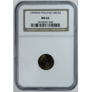 1 grosz, 1999, NGC MS 62