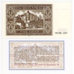1.000 zloty 1941, ricostruzione del 2004 Krakowiak, serie MCSM 1057, certificato di Czesław Miłczak