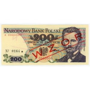 200 zlotých 1976, séria A 0000000 – VZOR/VZORKA č. 0164*