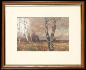 Roman Kochanowski (1857-1945), Pejzaż z brzozami, ok. 1920