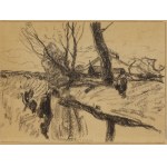 Roman Kochanowski (1857-1945), Pejzaż z postacią na brzegu