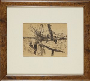 Roman Kochanowski (1857-1945), Pejzaż z postacią na brzegu