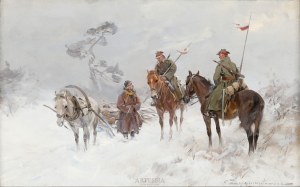 Czesław Wasilewski, in. Ignacy Zygmuntowicz (1875-1947), Ułani pytający o drogę