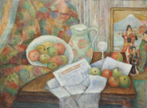 Konrad Winkler (1882-1962), Martwa natura z gazetą, 1946