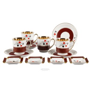 Ćmielów Porcelain Factory, second half of the 20th century; coffee bridge set, 1930s