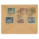 Stamps from the crown-denominated issue, canceled in 1921 on a Ck 6 (303) envelope