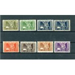 "For the National Treasure" sticker set, ca. 1920. 8 pieces total. (483)
