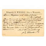Postcard—E. Wende Bookstore letterhead, 1916. Sent from Warsaw to Budapest (523)