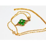 9K 375 gold necklace with white and green stones