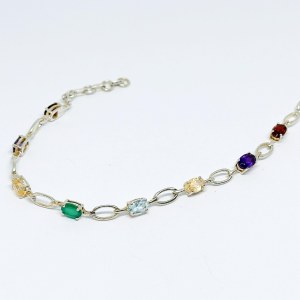 Silver bracelet with natural stones