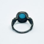 Silver Navajo Ring with Turquoise and Enamel
