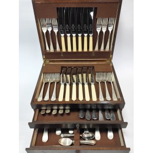Large silver-plated dinner set for 6 people in its original box