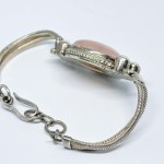 Silver bracelet with pearls and rose quartz
