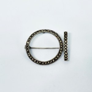 Silver brooch necklace with marcasites