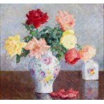 Zofia Albinowska (1886–1971), Pastel Roses in a Floral Vase