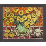 Romana Lipeż (1917–2003), Yellow Buttercups in a Turquoise Vase, 1984