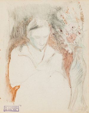 Artur Markowicz (1872-1934), Czytająca [karta ze szkicownika]