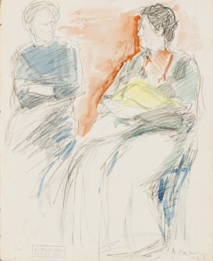 Artur Markowicz (1872-1934), Spotkanie (rozmowa) [karta ze szkicownika], 1913