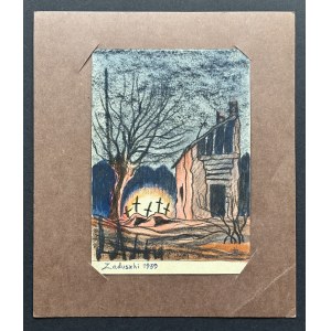 Cartolina dipinta a mano. Serie: Cartoline artistiche di Samopomoc del 1940. Varsavia.