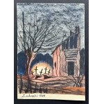Cartolina dipinta a mano. Serie: Cartoline artistiche di Samopomoc del 1940. Varsavia.