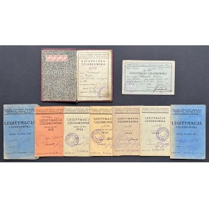 [Tipografia] Set di tesserini identificativi - Julian Podczaski [compositore]. Sindacato dei tipografi. Varsavia [1908-1949]