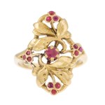 Ring with a floral motif, France (import hallmark), 19th/20th century, Art Nouveau