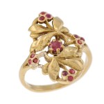 Ring with a floral motif, France (import hallmark), 19th/20th century, Art Nouveau