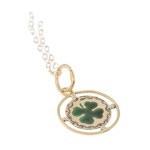 A four-leaf clover pendant with a chain, mid-20th century