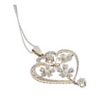 Floral pendant with chain, early 20th century, Art Nouveau