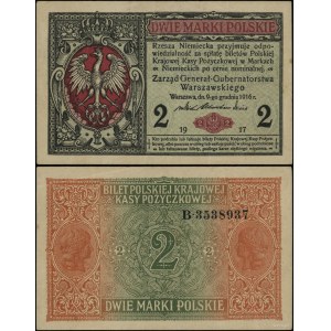Poland, 2 Polish stamps, Dec. 9, 1916, General, B