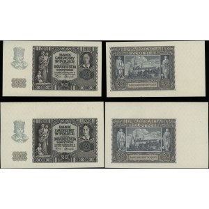 Poland, 2 x unfinished 20 zlotych banknotes of various sizes, March 1, 1940