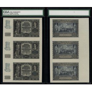 Polonia, 3 esemplari di stampa incompleta da 20 zloty, 1° marzo 1940