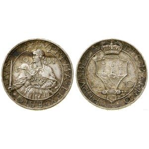 San Marino, 10 lirów, 1931, Rzym