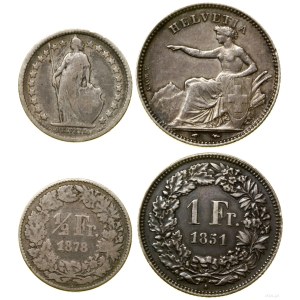 Switzerland, set of 2 coins, 1851–1878