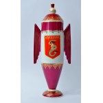 An amphora featuring the Warsaw Mermaid and a dedication to the Chief Fire Commissioner, Col. Zygmunt Jarosz