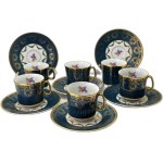 A collectible porcelain set of six cups—from the Stružná porcelain factory in the Czech Republic—1960s.