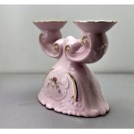 Porcelánový svícen z růžového porcelánu – Pirken Hammer – 70. léta