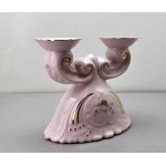 Porcelánový svícen z růžového porcelánu – Pirken Hammer – 70. léta