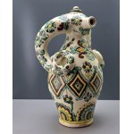 Vasyl Abashyn - Impressive jug / carafe in the shape of a ram - Hutsul pottery from Kosiv - second half of the 20th century - [HUTSUL REGION]