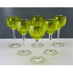 Bohemia Cristal - set of six lime-green shot glasses - second half of the 20th century