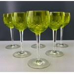 Bohemia Cristal - set of six lime-green shot glasses - second half of the 20th century