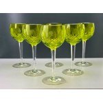 Bohemia Cristal - set of six lime-green shot glasses - second half of the 20th century