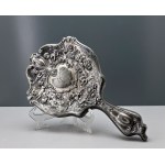 Antique silver-plated tin mirror in the Art Nouveau style—first half of the 20th century