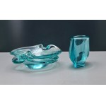 M. Klinger - Set of decorative glassware in turquoise - 1960s