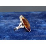 Fischland - Silver ring with amber and inclusions - Vintage from the 1970s