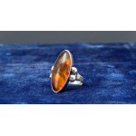 Fischland - Silver ring with amber and inclusions - Vintage from the 1970s