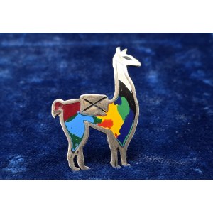 Spilla d'argento a forma di lama decorata con smalto - argento 925 - Perù, seconda metà del XX secolo